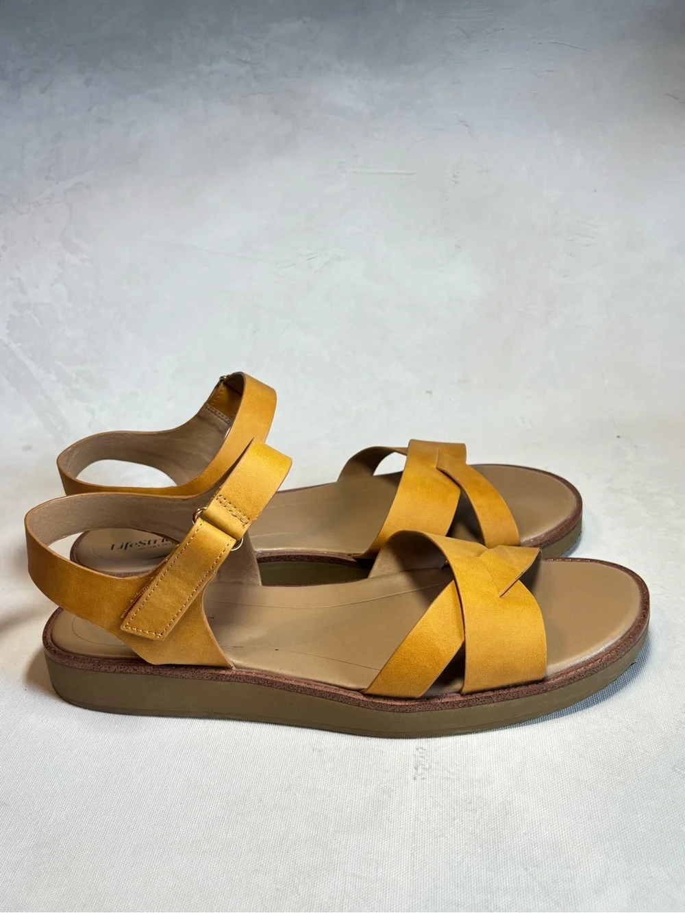 Women’s Life Stride Wren Walking Sandal in Inca Gold, Comfortable, Tan. 11 Wide